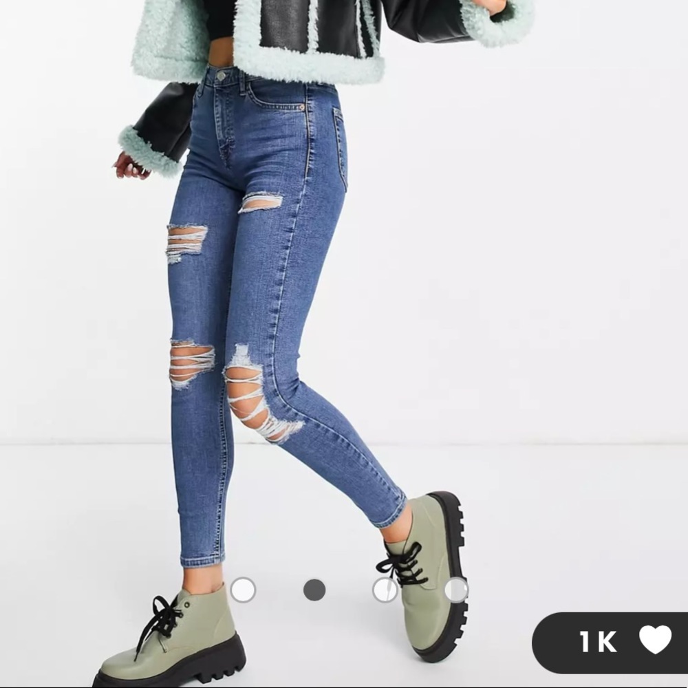 TOPSHOP MOTO JAMIE HIGH RISE SUPER RIP JEANS